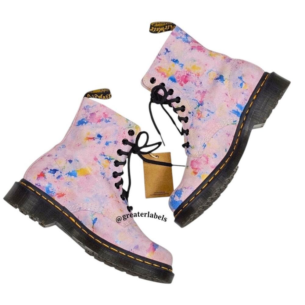 NWT Dr. Martens 1460 Pascal Confetti Lace Up Moto Boot Size 7 RARE NWD - Picture 6 of 11